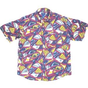 Vintage Cambridge Classics Shirt Men's Medium Psychedelic Multicolor 100% Silk